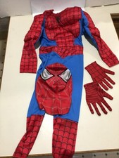 Marvel Spider-Man Mask, Gloves Suit age 7-8 padded costume 36 neck to bottom