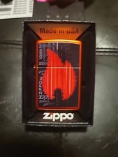 Zippo Flame Logo Design Metallic Red Lighter + FLINT PACK