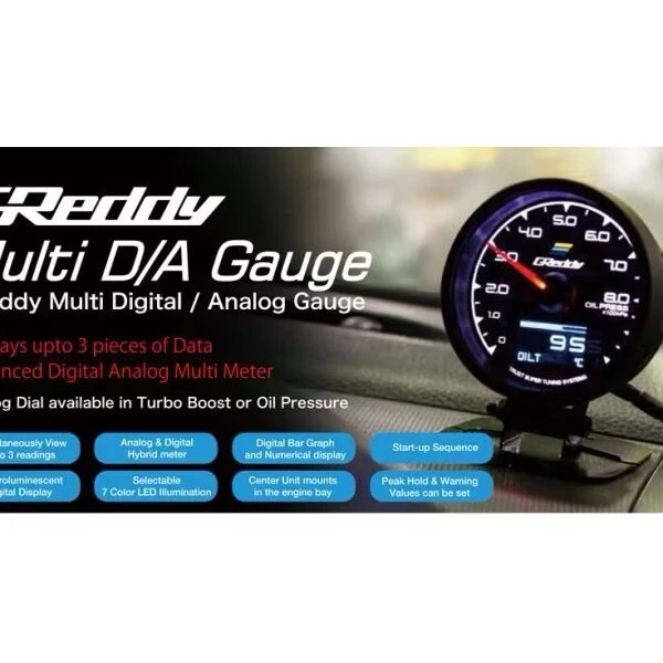 Car Turbo Boost Gauge 2.5'' 62mm Multi LCD Digital Display Racing Meter 7 Colors - Image 2 of 4