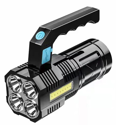 USB Rechargeable LED Flashlight Multi Function Portable w COB Side Lamp & Handle