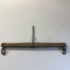 Antique 36” Single Tree Yoke Horse Ox Mule Wooden Harness W/Iron Hooks, Farm 5