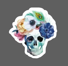 Pretty Skull Sticker Floral Waterproof Flowers Beauty Gift NEW