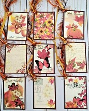 9 Autumn/Harvest Handmade Gift Tags Junk Journals Scrapbooks Crafts