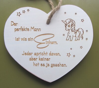 Herz aus Holz mit Spruch  ''Der perfekte Mann ...''