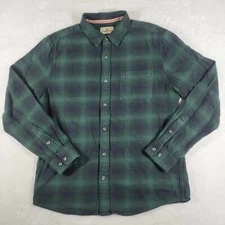 The Normal Brand Long Sleeve Button Up Flannel Shirt Men's Large Green Comfort