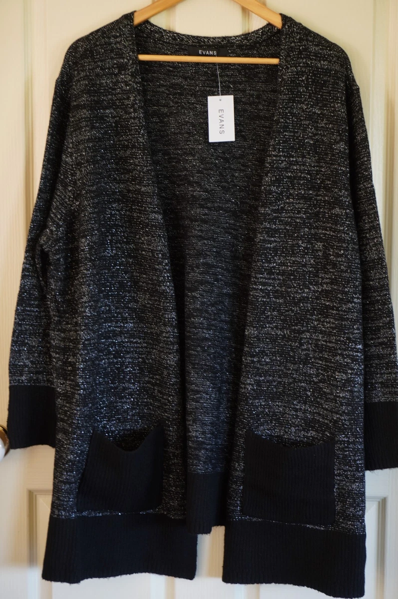 Evans for City Chic Plus Size 22 24 Sparkle Cardigan Silver Black