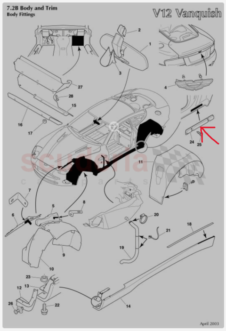 Aston Martin VanQuish Bracket - Sill To Bodyside RH Part # 1R12-633380-AA OEM