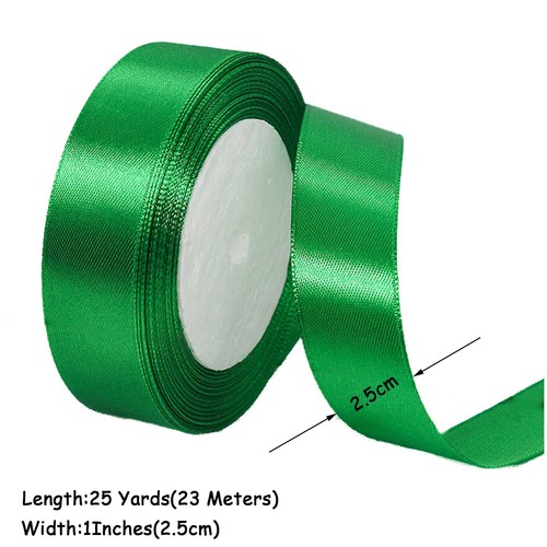 Green Ribbon 1 Inch x 25 Yards Satin Fabric Silk Ribbon for Gift Wrapping Bow... - Picture 2 of 6