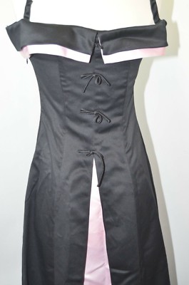 VTG 80s 90s ZumZum Niki Livas Black Pink Off Shoulder Prom Dress Size 3 4 |  eBay