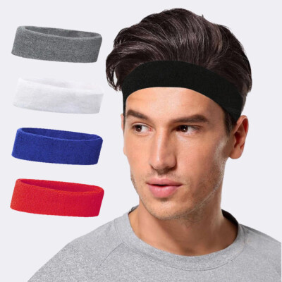 Sweatband Hairband Sports Sweat Headband Yoga Gym Stretch Unisex Head Band  Mens/