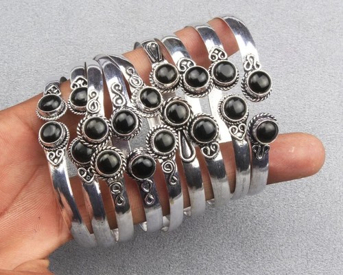 Black Onyx Cuff Bangle,Designer Cuff Bracelet,10Pcs Adjustable Boho Cuff Bangle~ - Picture 3 of 3