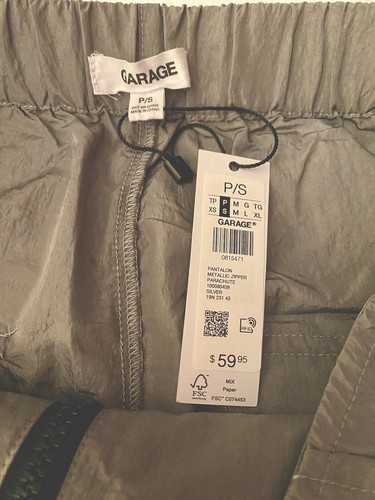 NWT GARAGE PARACHUTE Cargo Jogger Gym Hiking Lounge Women Pants Silver Sz P/S - Picture 3 of 8