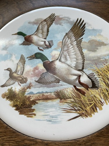 Vintage Woodbury Woodware handgedrechselter Käseteller Wildtiere Enten 9,5 Zoll Vintage - Bild 2 von 4