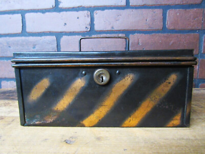 Vintage Antique Japanned Lock Box Copper Flash Metal 10 Vintage Antique Japanned Lock Box Copper Flash Metal 10
