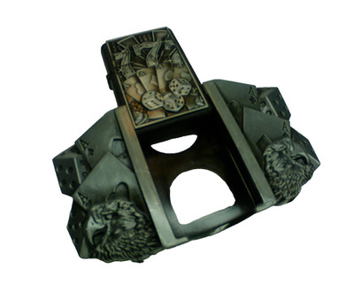 Belt Buckle Lighter Silver Lucky 7s Cards Ace Eagle Dice Belt width 1.5'' NEW