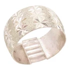 925 Sterling Silver Vintage Ring Etched Starburst Wide Band  Sz 8.5  RG35897