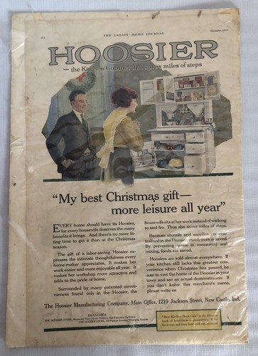 1919 HOOSIER KITCHEN CABINET CHRISTMAS CUPBOARD ADVERTISEMENT HOME DECOR