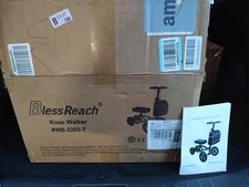 Blessreach Knee Walker Steerable Scooter Black WB2202-T Medical All-Terrain Disc