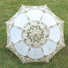 Kids Small Princess Wedding Lace Umbrella Wooden Handle Parasol Party Decoration