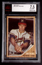 EDDIE MATHEWS 1962 TOPPS BASEBALL CARD #30 BECKETT BVG 7.5 NEAR MINT+ ED