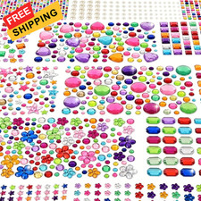 Gem Stickers, 6124Pcs Self-Adhesive Face Gems, Acrylic Rhinestone Colorful