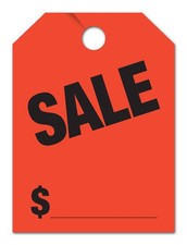 Car Mirror Hang Tags Jumbo Fluorescent 50 per Pack Sale, Fluorescent Orange