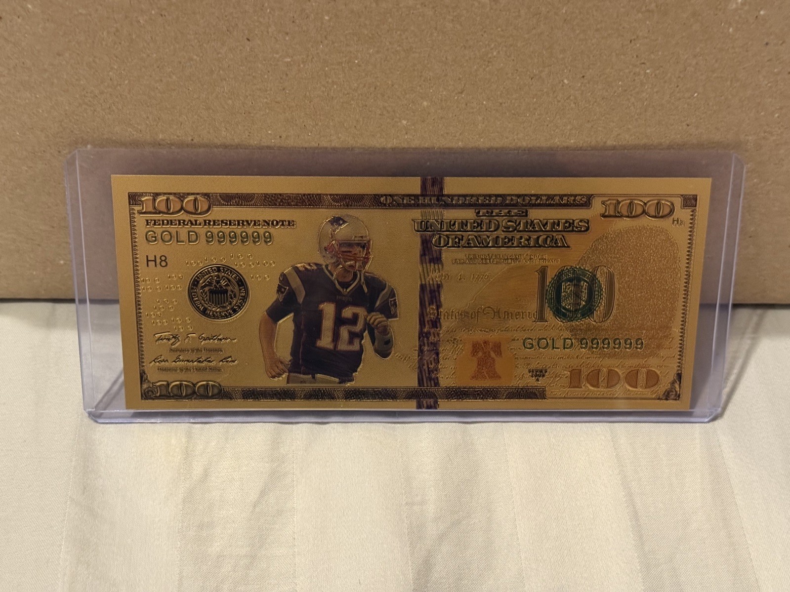 Tom Brady 24k Gold Foil $100 Note New England Patriots #12 Quarterback Football 