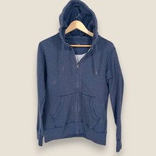 Uniqlo Full Zip Hoodie Jacket Women Medium Blue Cotton Blend Casual Basic READ