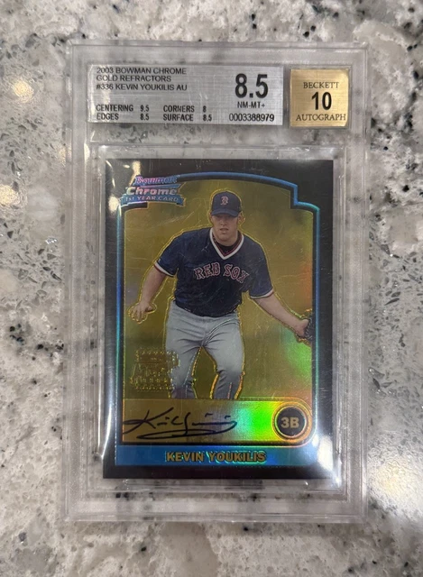 Kevin Youkilis 2003 Bowman Chrome 1st Gold Refractor Auto Rookie BGS 8.5 Red Sox