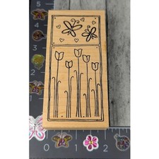 Great Impressions Flowers Butterflies G221 Rubber Stamp Wood L30