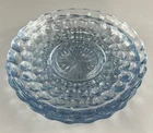 Vintage Anchor Hocking Sapphire Blue Bubble Plates Set of 4 Depressions Glass 6"