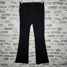 Spanx Jeans Womens Large Black Flare Leg Boho Stretch Denim Comfort Mid Rise