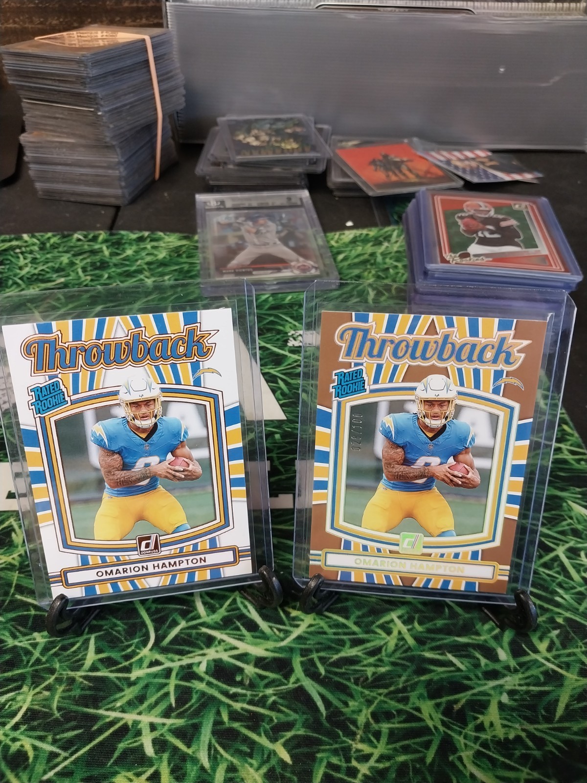 2025 Donruss Rated Rookie Throwback Studio Series #14 Omarion Hampton 028/100 RC