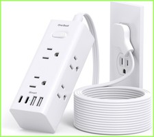 10Ft Extension Cord with Multiple Outlets,Fla...