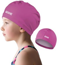 Aegend Kids Swim Cap, Fabric Swimming Cap with High Elasticity, Waterproof Du...