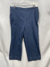 Alfred Dunner Women  s Size 12 Blue Pull On Elastic Waist Straight Leg Pants