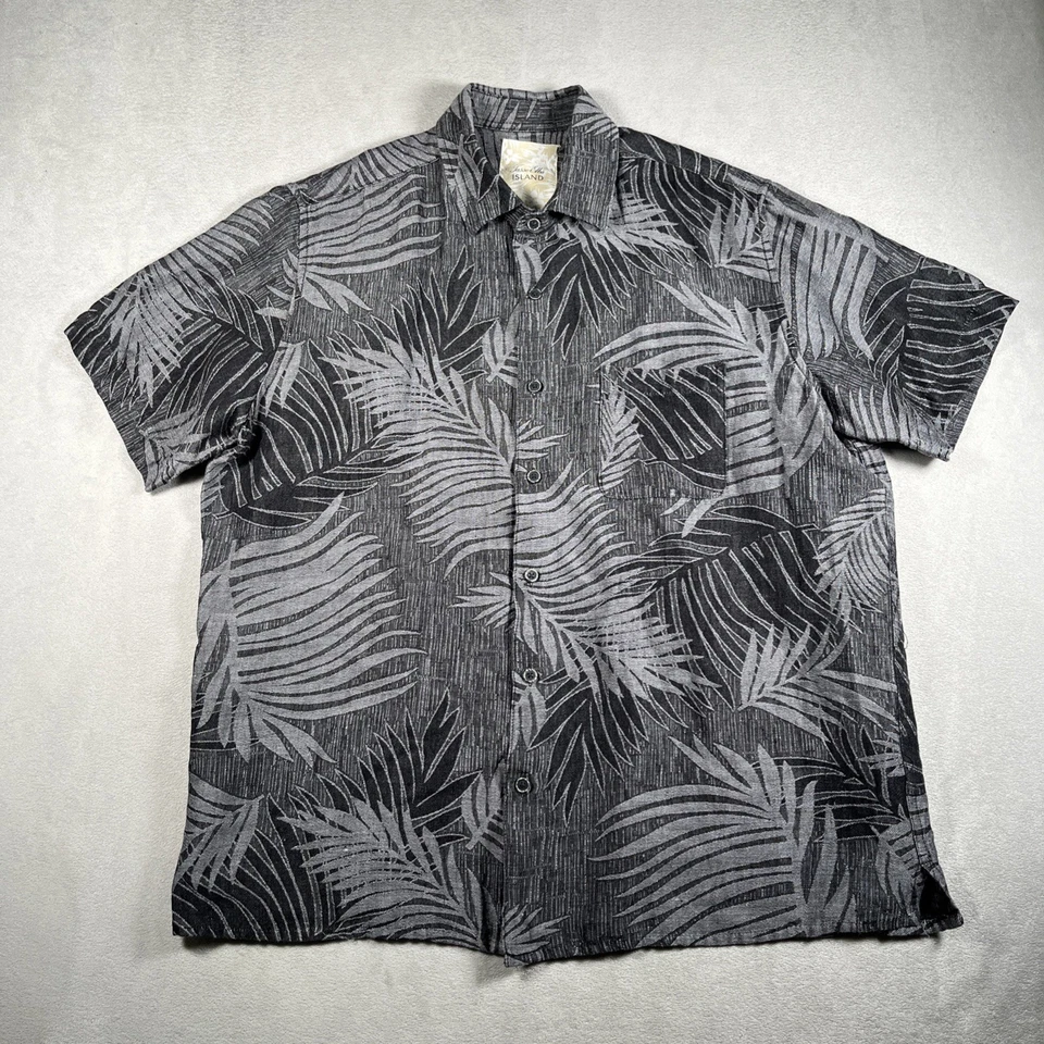 [2] Tasso Elba Island Shirt Men L Floral S/S Hawaiian Floral Print Silk/Linen - Image 2 of 4