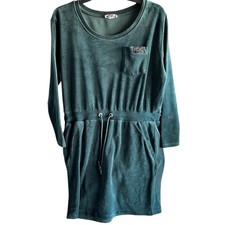 CALVIN KLEIN Hunter Green Cool Mom Velveteen Athleisure Dress Preppy Casual Sz L