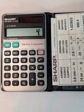 Vintage Sharp EL-344G Elsi Mate Solar Calculator Blue Wallet Case 8 Digit Works