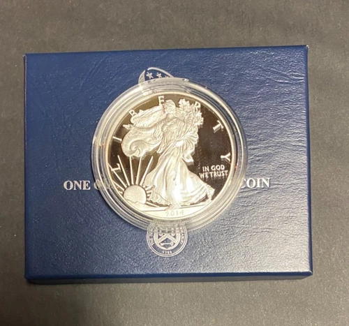 2014 W $1 American Silver Eagle Proof Coin 1 OZ. Fine .999 COA