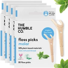 The Humble Co. Floss Picks (200 Count) – Plant Based Dental Floss Picks with ...