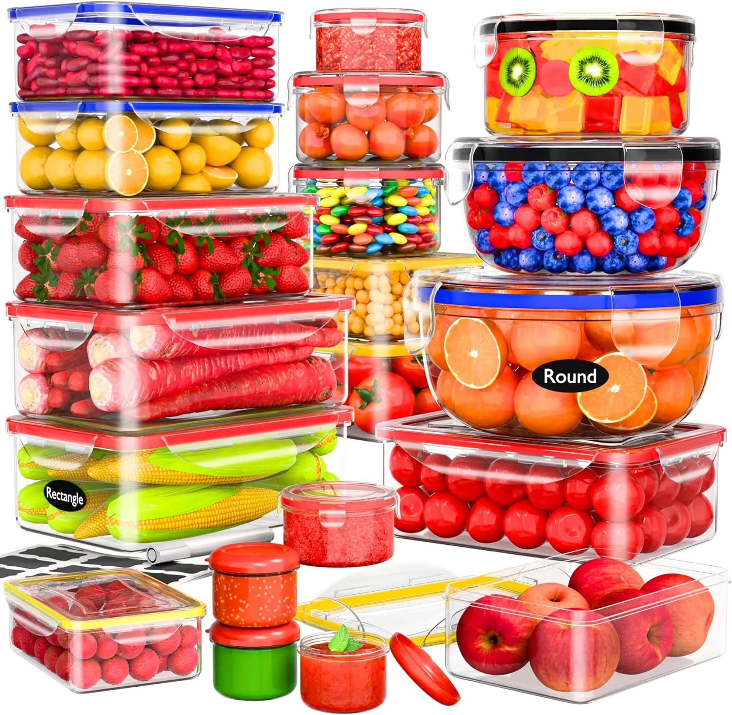 40pcs Airtight Food Storage Containers Set Leakproof Stackable Kitchen Organizer