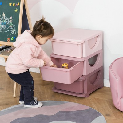 Qaba Kids Toy Box Portable w/ Removeable Bins