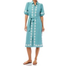 Karen Kane Women's Puff Sleeve Embroidered Shirtdress Size M