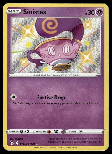 Sinistea SV052/SV122 SWSH Shining Fates Shiny Vault Holo Rare Pokemon Card - NM