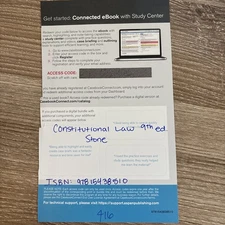 416 – E-BOOK ACCESS CODE ONLY FOR Constitutional Law 9th ed. Stone