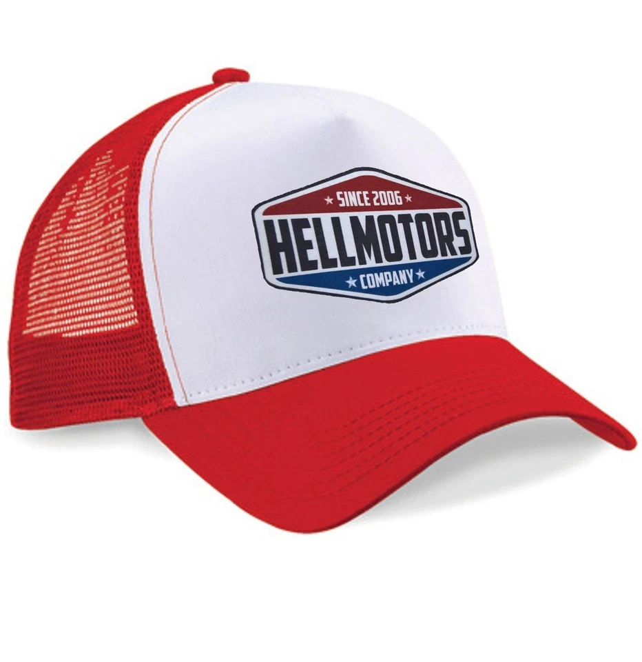 Hellmotors since 06 Trucker Cap Hot Rod Oldschool Biker Baseball Kappe Mütze Rot - Bild 1 von 1