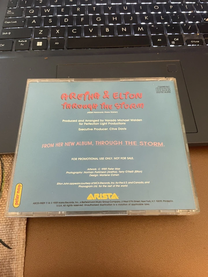 Aretha Franklin Elton John PROMO CD Single Through The Storm Peter Max - Image 3 of 3