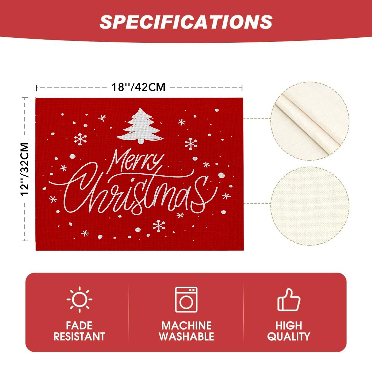 Merry Christmas Placemats for Dining Table