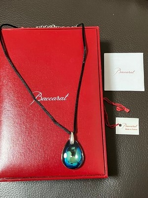 Baccarat Puce Deric Skarabäus Blau Halskette Vintage Messing Kristall Auslauf...